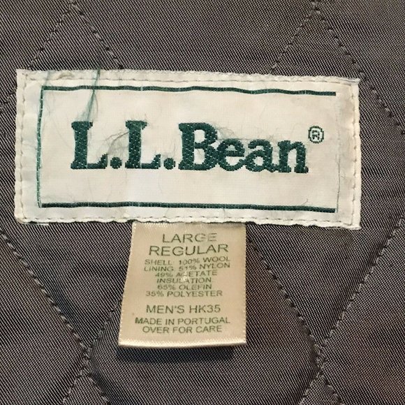 L.L. Bean 100% Wool Coat Jacket Mens Large Quilted Thinsulate - Picture 4 of 9